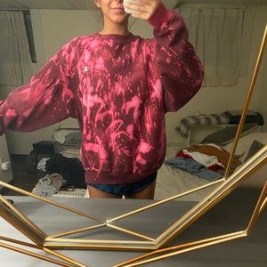 Oversized bleached maroon champion hoodie